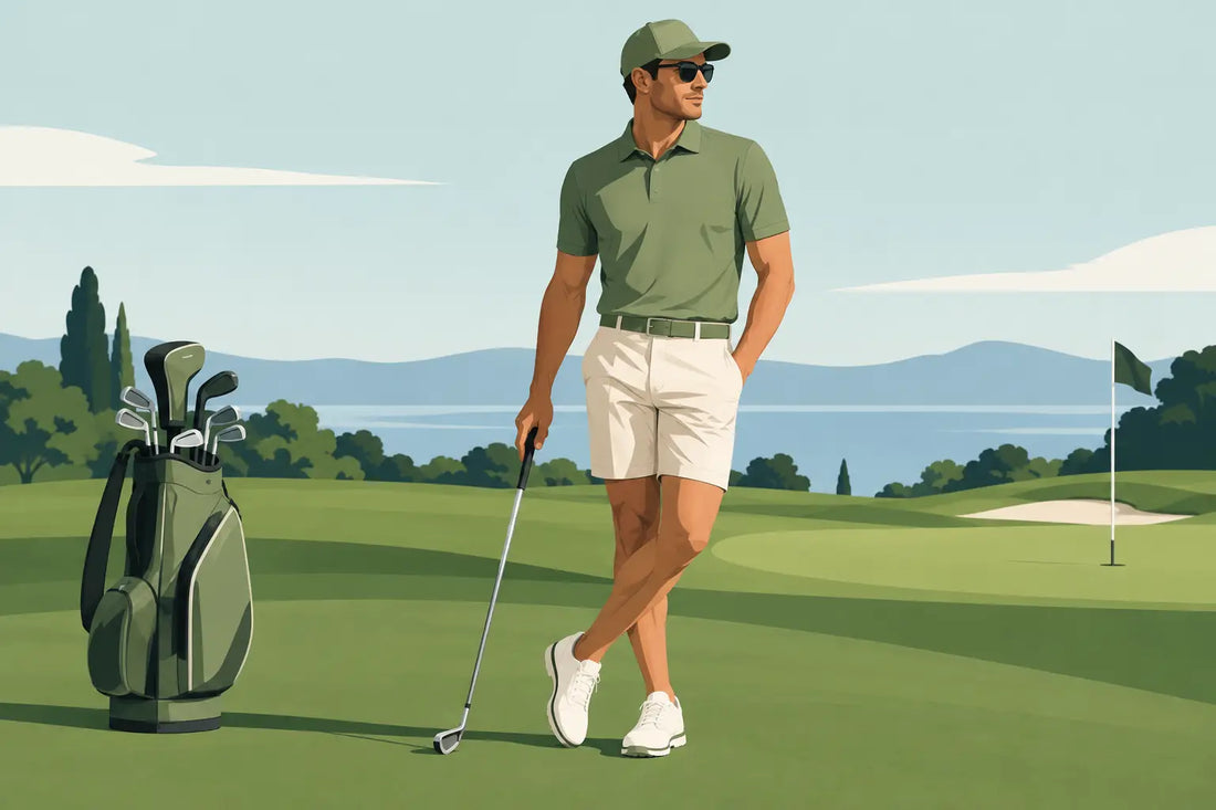 Matcha golfkeps med golfshorts med attityd