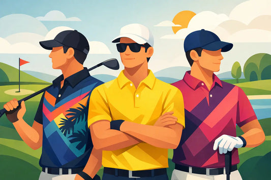 Färgglada golfpikéer herr med mer attityd