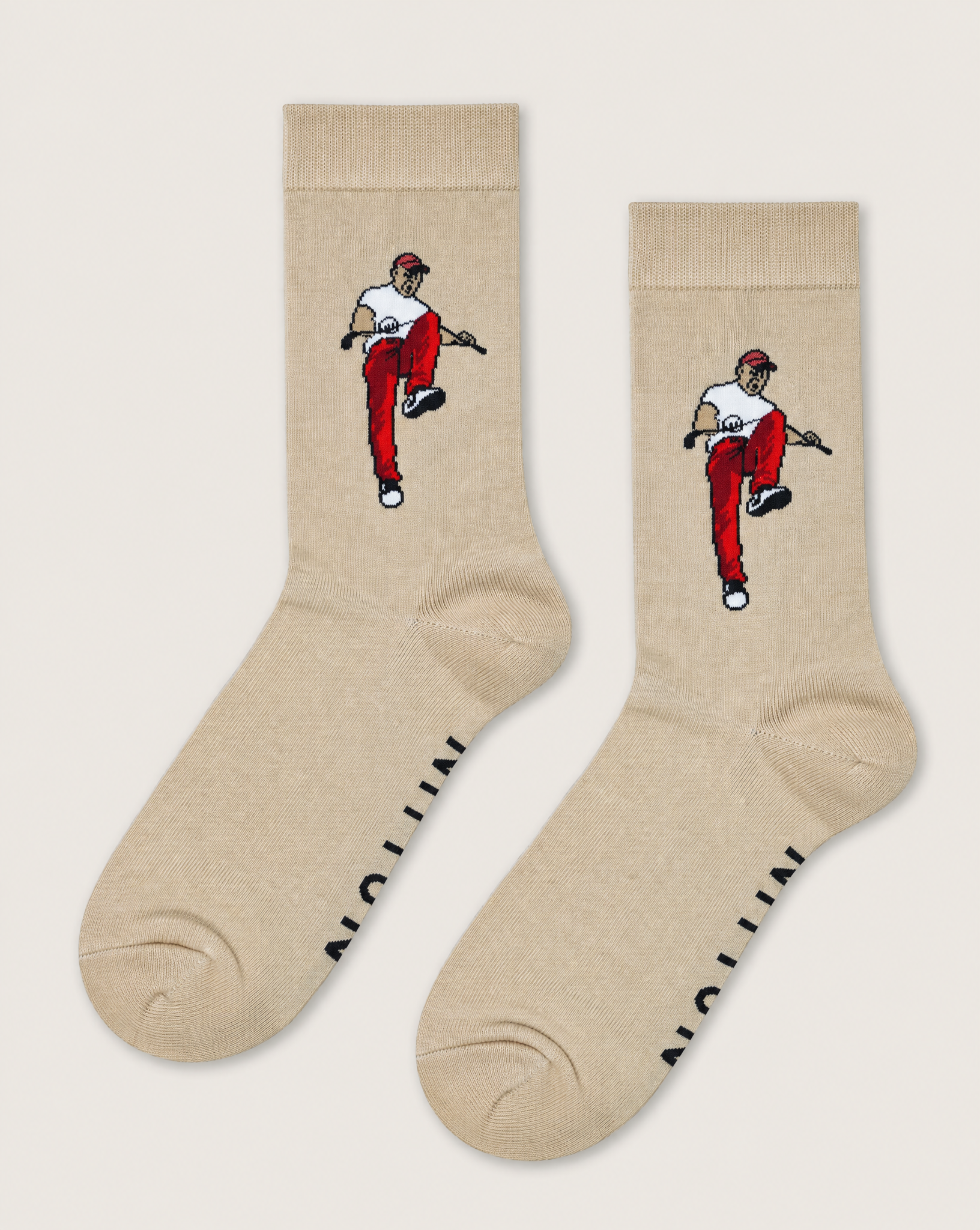 Socks Angry Golfer Beige