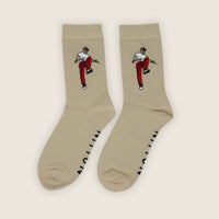 Socks Angry Golfer Beige
